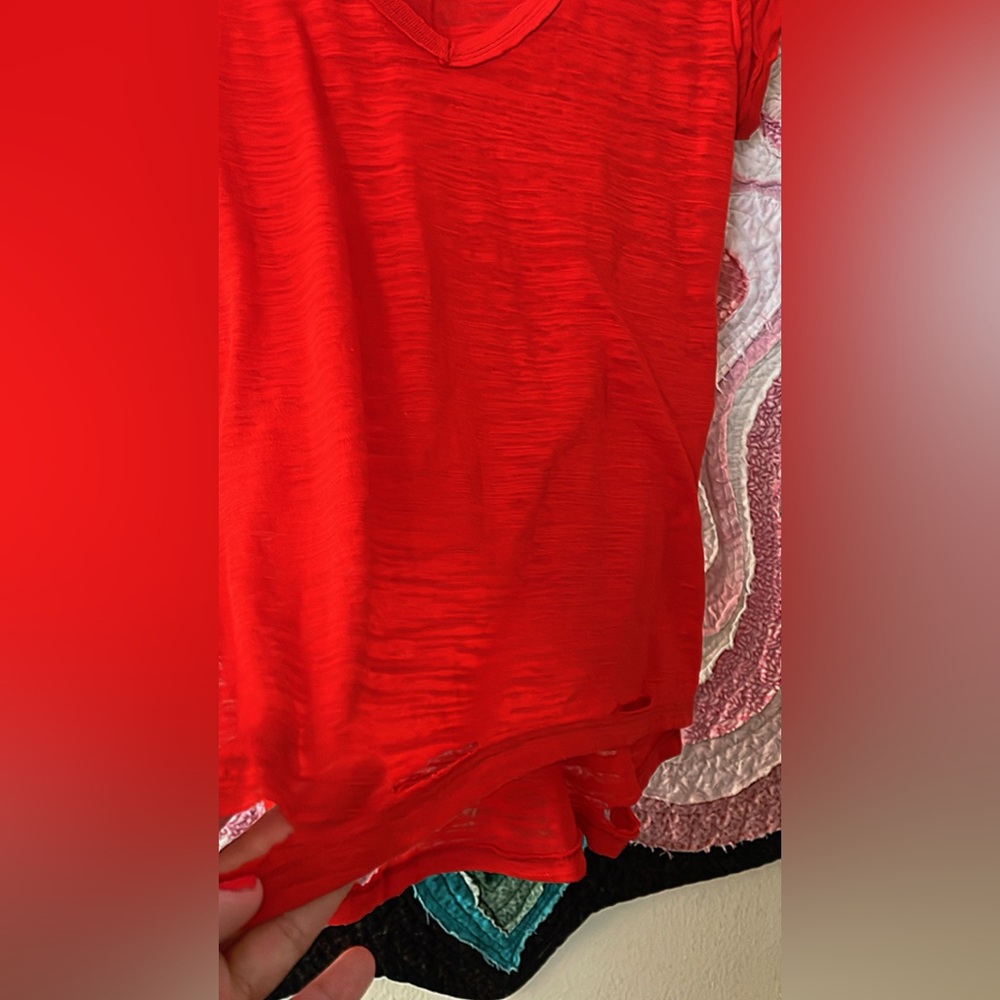 We the free red distressed Top - Picture 4 of 5